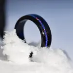 Black Poplar Wood Ring | Crushed Dark Blue Opal | Blue Epoxy Core | Bentwood Ring | Wood Ring for Men | Wood Ring for Women