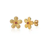 Ruby Stud Earrings, 18k Gold, Handmade Greek Jewelry - Image 3