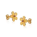 Ruby Stud Earrings, 18k Gold, Handmade Greek Jewelry - Image 2