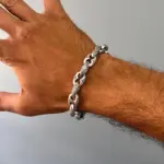 Handmade Sterling Silver Bracelet - Classic Biker Cuff Jewelry