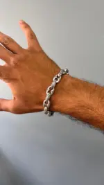 Handmade Sterling Silver Bracelet - Classic Biker Cuff Jewelry