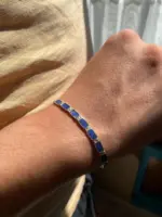 Handmade Silver Lapis Lazuli Bracelet, Personalized Jewelry, Boho Chain Link Bracelet, Adjustable Silver Link, Timeless Design - Image 3