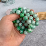 Natural Burma Jade Beaded Stretch Bracelet – Round Jadeite Beads Handmade Jewelry - Image 2
